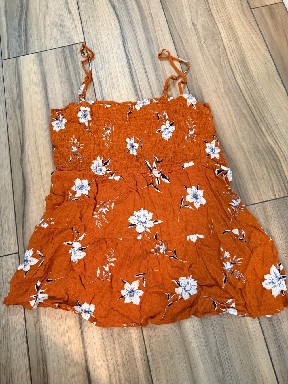 Paper Crane Orange Floral Smocked Camisole